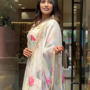 Elegant Floral Printed Kurta with Digital Print Dupatta