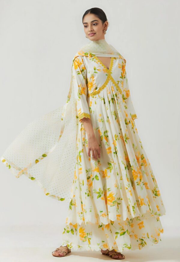 Sunshine Bloom Printed Anarkali Suit Set with Dupatta - Image 2