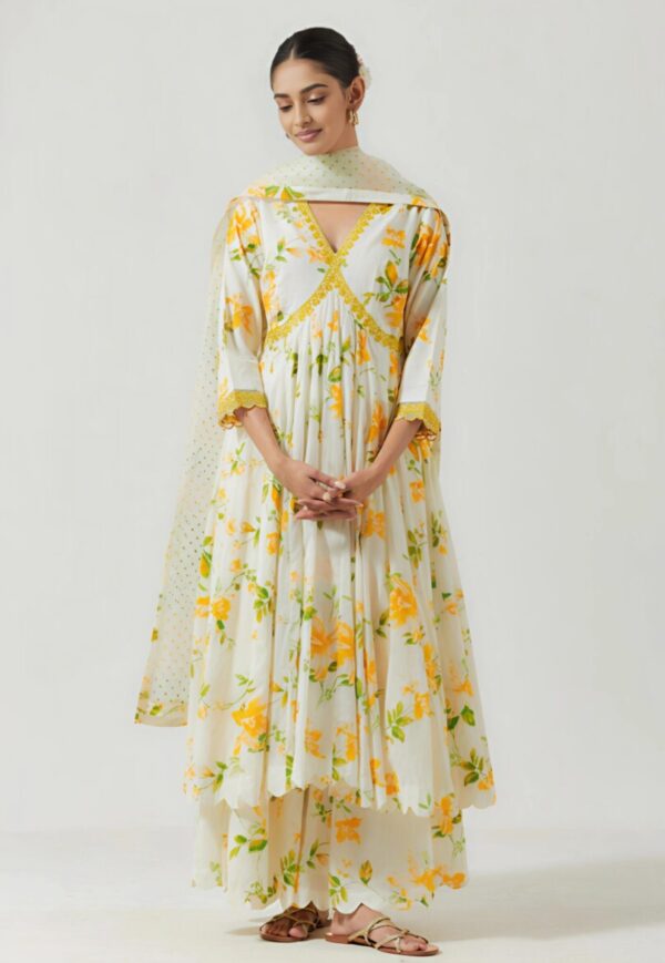 Sunshine Bloom Printed Anarkali Suit Set with Dupatta - Image 3