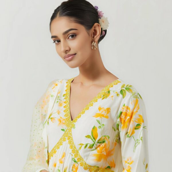 Sunshine Bloom Printed Anarkali Suit Set with Dupatta